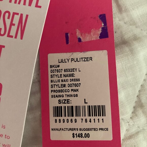 NWT Lilly Pulitzer Barbie Core Billie Maxi Dress Size Large in Prosecco Pink - Picture 5 of 10